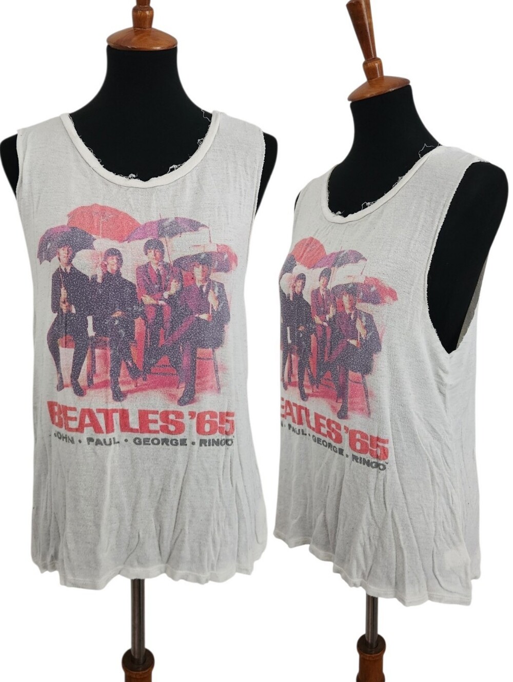 Daydreamer LA White Beatles '65 Graphic Muscle Tank Light Rayon Tee The Beatles